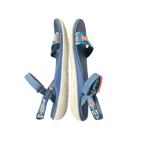 Teva Sandals- Womens Size 7.5 Blue White Pink- Aztec Pattern- preowned outdoors - Picture 1 of 9